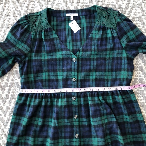 Maurices blue plaid button front baby doll top size medium - Picture 5 of 12